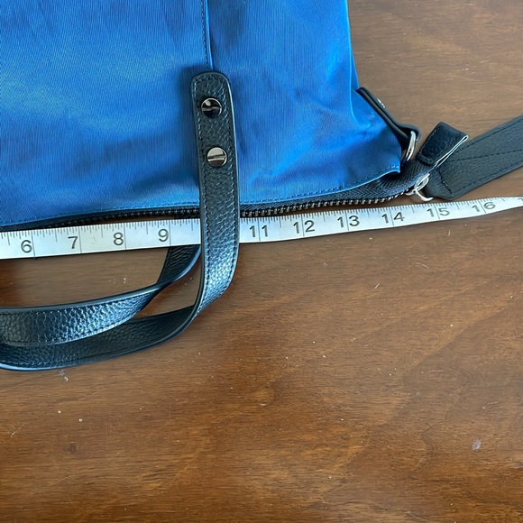 CHRISTOPHER KON Royal Blue Nylon and Black Leather Trimmed Zippered Satchel. - Picture 10 of 12